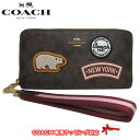 【10%OFF 5/7 09:59迄】コーチ 財布 長財布 COACH PVC シグネチャー スキー パッチ ストラップ付 ロング ジップ アラウンド ウォレット ラウンドジップ CE678 IMOSN(ブラウン×ブラック×マルチカラー)アウトレット レディース 送料無料