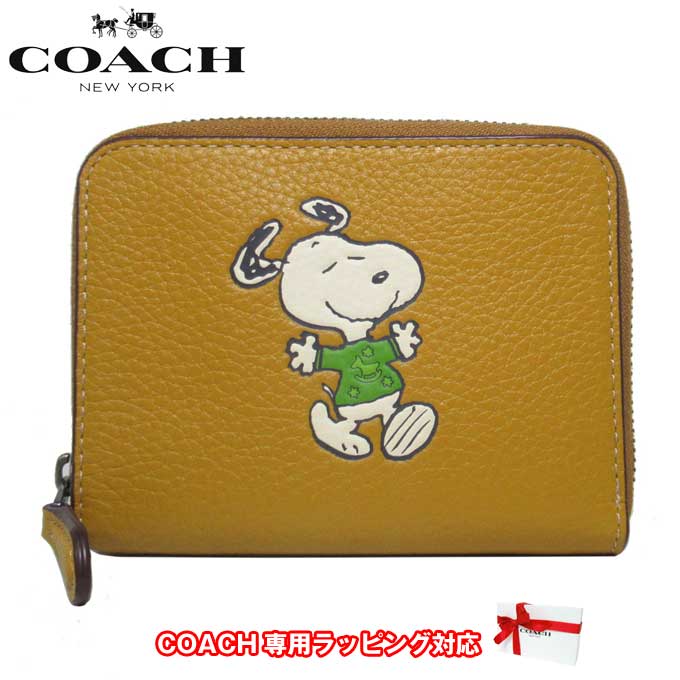 コーチ 【1000円OFF 5/16 01:59迄】コーチ 財布 二つ折り財布(小銭入れあり) COACH ピーナッツ × コーチ スモール ジップ アラウンド ウォレット・スヌーピー ウォーク モチーフ CE869 QBRQD (ダークイエロー系マルチ) アウトレット レディース 送料無料