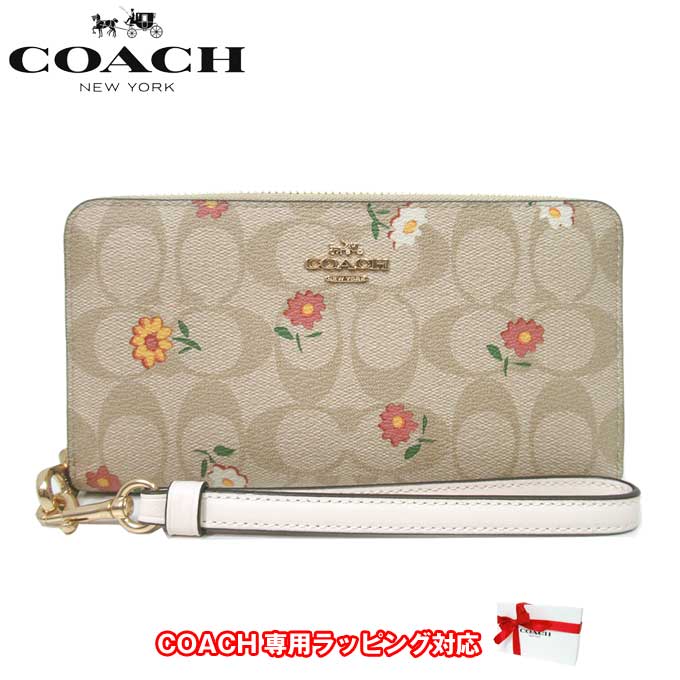 コーチ 財布（レディース） コーチ 財布 長財布 COACH シグネチャー PVC ノスタルジックディッシー ラウンドファスナー リストレット付き CH360 IMOT4(ライトカーキマルチ) ブティック レディース 送料無料