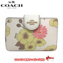 コーチ 二つ折り財布 レディース コーチ 財布 二つ折り財布 COACH フローラル クラスター プリント ミディアム コーナー ジップ ウォレット CH734 IMCAH(チョーク×マルチカラー)アウトレット レディース 送料無料