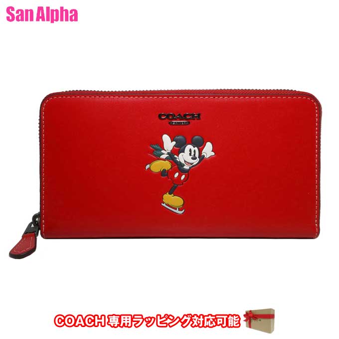 【1000円OFF 5/16 01:59迄】コーチ 財布 長財布 COACH X DISNEY コーチ × ディズニー アイス スケート ミッキーマウス アコーディオン ウォレット CM210 QBW9S(レッド系×マルチカラー)コラボ商品 アウトレット レディース送料無料