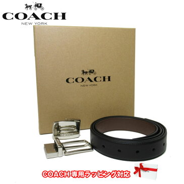 ●ギフトBOX付!!● コーチ アウトレット COACH アパレル メンズ F65186 レザー シグネチャーバックル ベルト ギフトセット AQ0(ブラック×ダークブラウン)【RCP】【楽天カード分割】【メンズ】