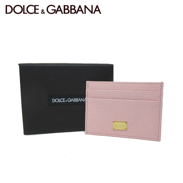 ドルチェ&ガッバーナ 定期入れ・パスケース 【10%OFF 5/21 09:59迄】ドルチェ＆ガッバーナ アウトレット DOLCE&GABBANA ドルガバ カードケース BI0330 B3225 80400 リザード調 型押しレザー カード入れ/IDケース/パスケース 80400:ライトピンク系 レディース