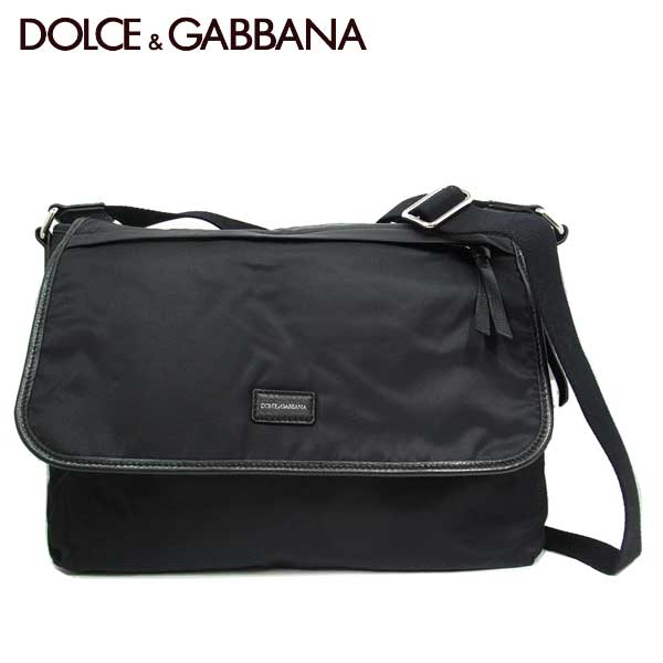 ●Gタイプ● ドルチェ＆ガッバーナ アウトレット DOLCE&GABBANA ドルガバ ショルダーバッグ BM1002-B9206ナイロン 斜め掛け 80999 (ブラック×マスタード系) メンズ レディース