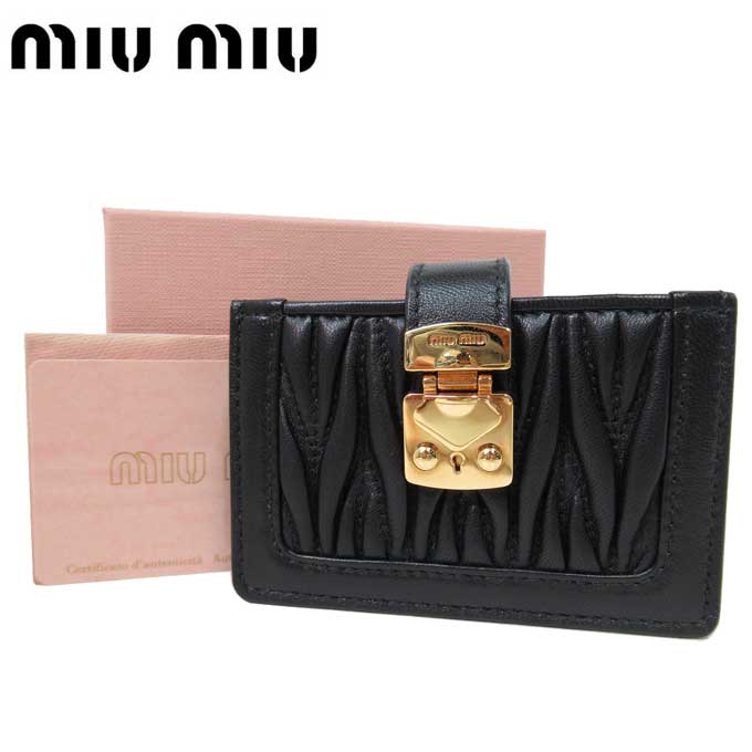 【10%OFF 8/21 09:59迄】ミュウミュウ MIU MIU カードケース 5MC280 マトラッセ レザー カードホルダー / カードケース MATELASSE'LOCK / NERO【レディース】【ギフト】