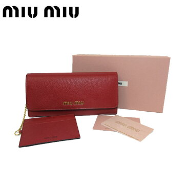 ミュウミュウ アウトレット miumiu 財布 5MH109 マドラス レザー ロゴ パスケース付き 二つ折り 長財布 MADRASS / FUOCO N【RCP】【楽天カード分割】【レディース】