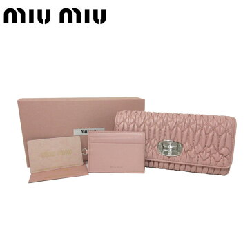 ミュウミュウ アウトレット miumiu 財布 5MH109 ナッパレザー パスケース付き 二つ折り 長財布 NAPPA CRYSTAL / ORCHIDEA【RCP】【楽天カード分割】【レディース】