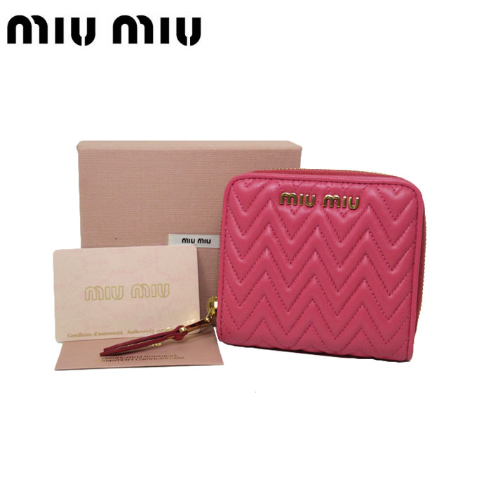 ミュウミュウ アウトレット MIU MIU 財布 5ML522 ナッパレザー ラウンドファスナー両開き財布 NAPPA IMPUNTURE / MAGENTA【レディース】【ギフト】