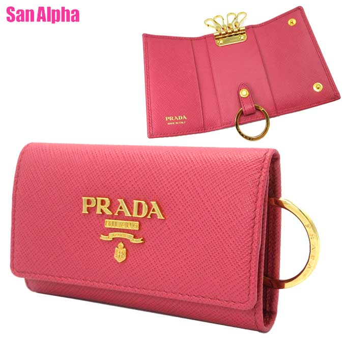 プラダ 【1000円OFF 5/16 01:59迄】プラダ キーケース PRADA サフィアーノレザー メタルロゴ 4連キーフック キーリング 1PG004 SAFFIANO METAL PEONIA (ペオニア) アウトレット レディース 送料無料