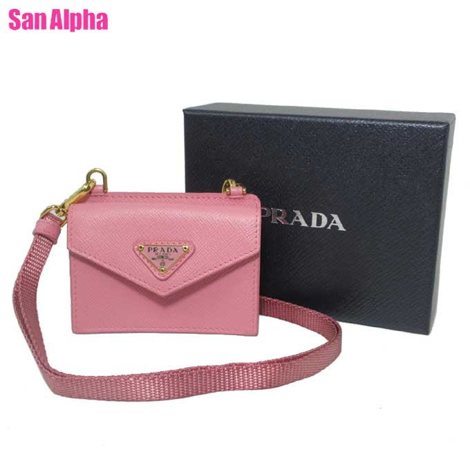 プラダ ストラップ（レディース） 【1000円OFF 5/16 01:59迄】プラダ カードケース PRADA サフィアーノ レザー トライアングル ロゴ ストラップ付き カードホルダー 1TL404 SAFFIANO TRIANG / (ピンク系) アウトレット レディース 送料無料