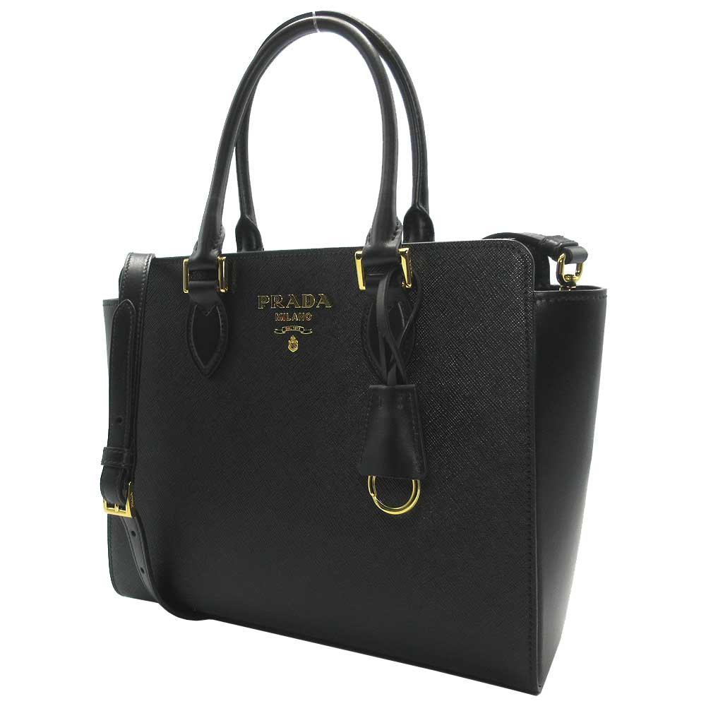 プラダ バッグ ハンドバッグ PRADA サフィアーノレザー×スムースレザー 金具ロゴ 2WAY 斜め掛け 1BA113 SAFFIANO SOFT C NERO (ブラック) アウトレット レディース 送料無料