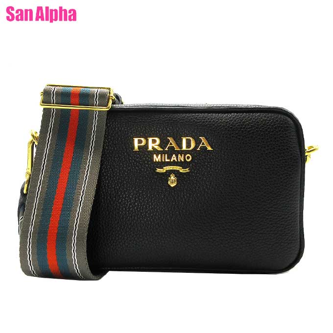 【1000円OFF 5/16 01:59迄】プラダ バッグ ショルダーバッグ PRADA レザー 金具ロゴ 斜め掛け 1BH096 VITELLO PHENIX / NERO (ブラック) アウトレット レディース 送料無料