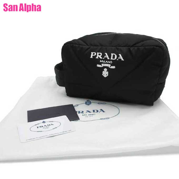 楽天SanAlpha（サンアルファ）プラダ ポーチ PRADA キルティング ナイロン ハンドル付き 2NA050 （2DXR） TESSUTO / NERO アウトレット メンズ 送料無料