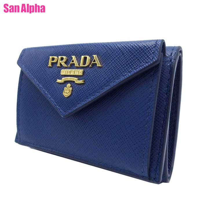 【10%OFF 5/21 09:59迄】プラダ 財布 三つ折り財布(小銭入れあり) PRADA サフィアーノレザー ミニウォレット ミニ財布 1MH021 SAFFIANO METAL / BLUETTE (ブリエッタ) アウトレット レディース 送料無料