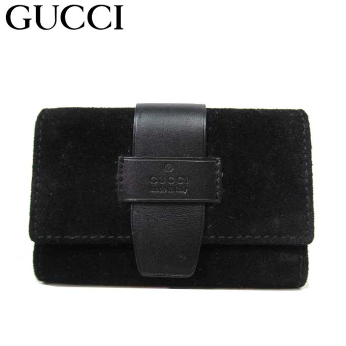 【1000円OFF 5/16 01:59迄】【中古（Aランク）】グッチ キーケース GUCCI スエード 6連キーホルダー 101568 (ブラック) メンズ レディース 送料無料