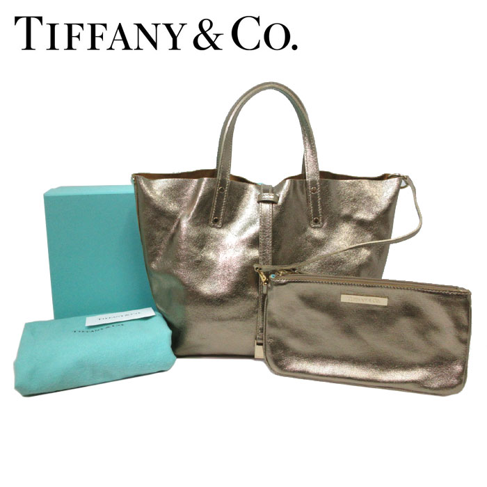 【10%OFF 5/21 09:59迄】【中古（Aランク）】ティファニー バッグ ハンドバッグ TIFFANY&Co. ポーチ付き リバーシブル バッグ ブラウン系×ゴールド系 レディース 送料無料