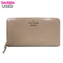 【10%OFF 5/7 09:59迄】【中古（Bランク）】ケイトスペード 財布 長財布 kate spade パテント アコーディオン ラウンド ジップ アラウンド PWRU3926 (ピンクベージュ系) 送料無料