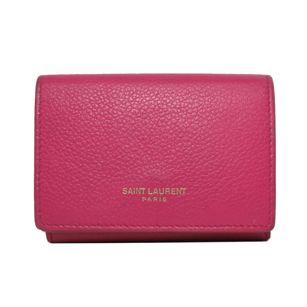 【1000円OFF 8/23 01:59迄】【中古（ABランク）】サン ローラン Saint Laurent 3つ折り ミニ財布 コンパクト財布 送料無料