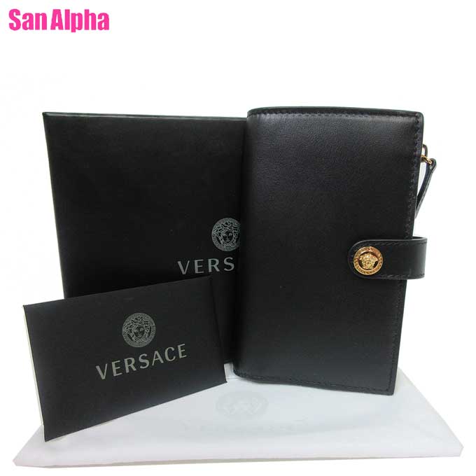 【1000円OFF 5/16 01:59迄】ヴェルサーチェ 財布 二つ折り財布(小銭入れあり) VERSACE メドゥーサ ロゴ レザー 二つ折り 1002897 (ブラック) アウトレット レディース 送料無料