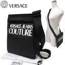 【10%OFF 5/7 09:59迄】ヴェルサーチェ ジーンズ クチュール バッグ ショルダーバッグ VERSACE JEANS COUTURE ナイロン ショルダー ポシェット 斜め掛け 71YA4B93(ブラック) アウトレット メンズ 送料無料