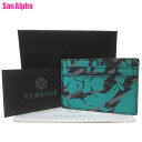 ヴェルサーチ 【10%OFF 5/7 09:59迄】ヴェルサーチェ カードケース VERSACE ラ グレカキャンバス PVC プリント DPN2467 5G350(グリーン系) アウトレット メンズ 送料無料