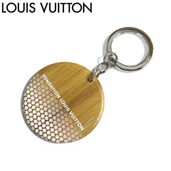 ルイヴィトン キーホルダー（レディース） フォンダシオン ルイ・ヴィトン / 美術館限定!!● ルイ・ヴィトン LOUIS VUITTON LV 木材 キーリング 丸 ブラウン系マルチ レディース メンズ 【メール便対応(ネコポス)】