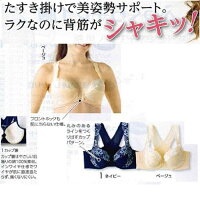 【送料無料】★背筋すっきりフロントホックブラジャー★補正下着★《ネイビー、ベージュ、チャコール》《A70,A75,A80,B70,B75,C70,D70,D80,D85,E70,E75,E80,E85》【カップ裏は綿100%フロントホック】【美姿勢姿勢の矯正フロントホックブラ】