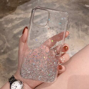 【メール便 送料無料】iphoneケース 大人かわいい 大人女子 大人可愛い 韓国 透明 クリア 星 シンプル おしゃれ ラメ スター シルバー グリッター【 iphone8 iphoneSE 第2世代 iphoneSE iphoneXSmax iphone11 iphone11pro iphone12proケース iphone12ケース 】