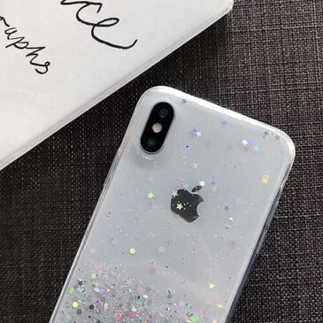 【メール便 送料無料】iphoneケース 大人かわいい 大人女子 大人可愛い 韓国 透明 クリア 星 シンプル おしゃれ ラメ スター シルバー グリッター【 iphone8 iphoneSE 第2世代 iphoneSE iphoneXSmax iphone11 iphone11pro iphone12proケース iphone12ケース 】