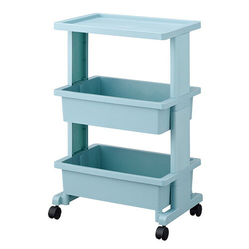 Rakuten - 【他商品同梱不可】リセ テーブルワゴン3段 ブルー (0328123) 幅45×30cm キャスター付 荷物台 ワゴン収納 ディスプレイ サブデスク 事務用品 カジュアル 組立式【日本製】