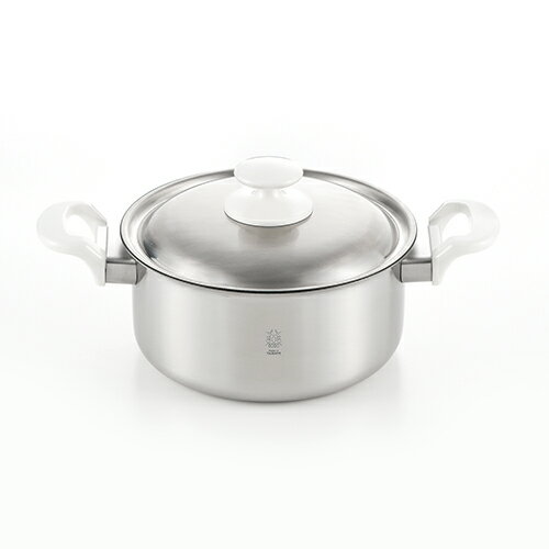 樂天商城 - BON 2層鋼両手鍋20cm (BO-03) 3.2L IH対応 ソースポット 煮込み 茹で 蓋付 ふっ素加工 シルバー ステンレス ボン 霜龍器物【日本製】 ギフト