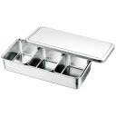 18-8ステンレス 普及型調味料入バット3ヶ入(66703)フタ付 328×148mm 厨房用品 業務用 中子 屋台 薬味入れ 具材 小分け 小料理 調味料バッ...