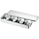 18-8ステンレス 普及型調味料入バット4ヶ入(横長型)(66704)フタ付 432×148mm 厨房用品 業務用 中子 屋台 薬味入れ 具材 小分け 小料理 ...