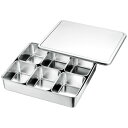 18-8ステンレス 普及型調味料入バット6ヶ入(田型)(66706)フタ付 327×286mm 厨房用品 業務用 中子 屋台 薬味入れ 具材 小分け 小料理 調...