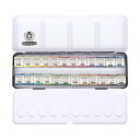 シュミンケ ホラダム ハーフパン24色セット 2面パレット・メタルケース入り 7×22×2.5cm (74424) 高級透明水彩絵具 絵の具 固形水彩 美術 知...