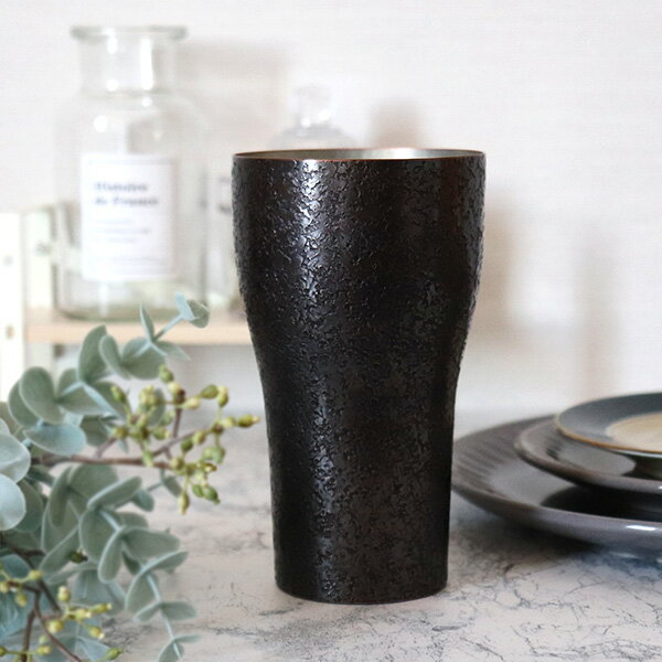 樂天商城 - [MADE in TSUBAME認定商品] WABISABI 咲味 純銅鎚起タンブラー400cc(black) 銅製品 ブラック 黒 霜龍器物 燕市 Sabi 【日本製】