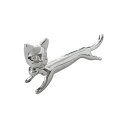 ネコ ナイフレスト (35707621) 箸置き カトラリーレスト 猫 キャット ペット 卓上 シルバー 雑貨 置物【日本製】