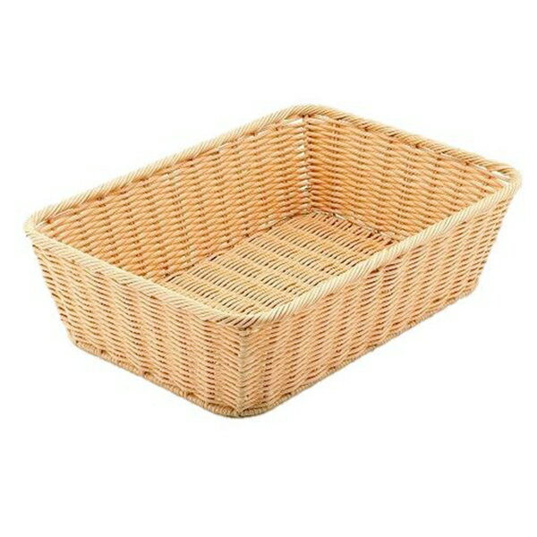 エコノミー ランドリーバスケット 長角 大 (RS-801-IV) 54×38cm 樹脂製 水洗いOK フェイクラタン 編みカゴ風 脱衣カゴ 収納 整頓 スクエア インテリア アイボリー