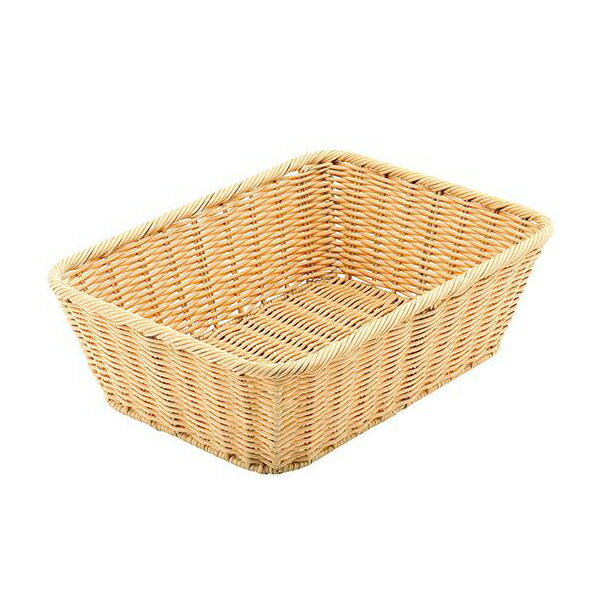 エコノミー ランドリーバスケット 長角 小 (RS-802-IV) 47×34cm 樹脂製 水洗いOK フェイクラタン 編み..