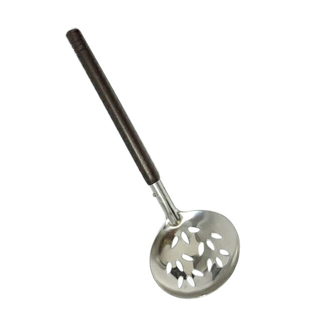 Service Spoon - 鍋小物・木柄の 卓上穴明お玉 (YG-M28) 22cm サービススプーン 取り分け サービング サーバー 中華 和風 配膳 業務用 ビュッフェ【日本製】【メール便対応】子リス印 山儀工業所