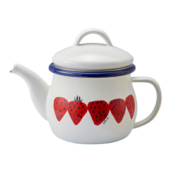 plune.プルーン ホーローティーセット WT・あかいちご (ティーポット(茶こし付)・マグ) (PTP-601_PMA-511) ティーポット マグカップ マグ ホーロー 琺瑯 お茶 紅茶 ティータイム ホワイト Plune.シンプル いちご かわいい 豊琺瑯 ギフト【ガス火専用】