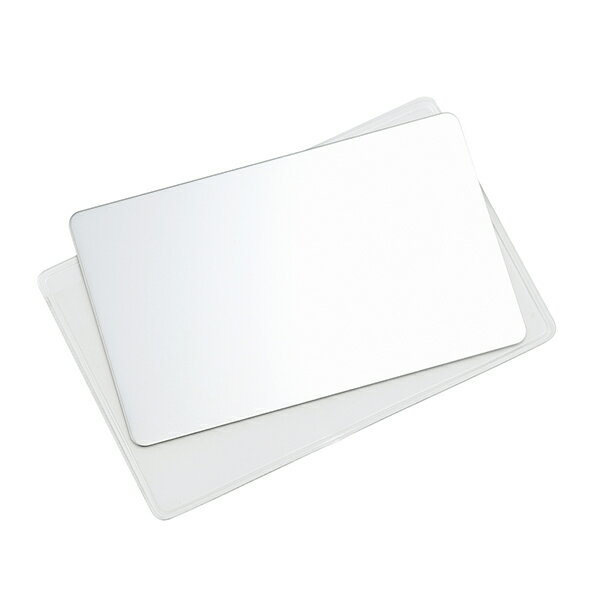 ステンレス カード ミラー 角型 半透明ケース入 (801855) ステンレス製 カード型 ミラー 身だしなみ 手鏡 金属 コンパクト 手軽 お財布サイズ コス...