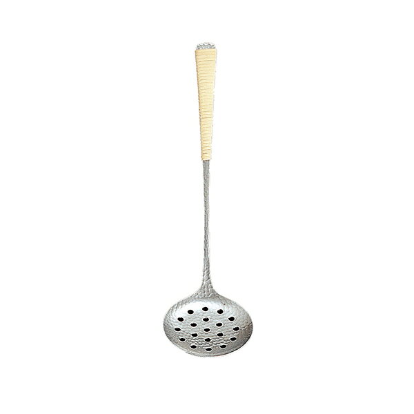 高級和風槌目入洋食器 和味 籐巻（なごみ とうまき） 湯豆腐スプーン(大) (T-39) 21cm ステンレス 穴明お玉 調理 キッチンツール 和食 日本料理 卓上鍋【日本製】
