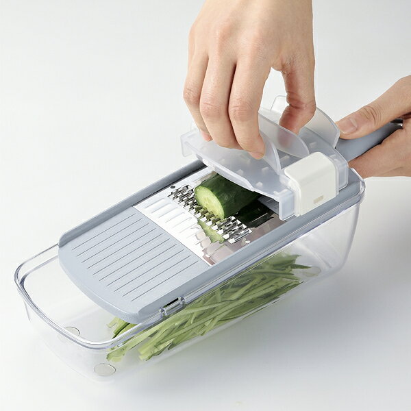 プログレード ベジタブル調理器セット (PG-653) スライサー 千切り 細千切り おろし 料理 下ごしらえ 便利 コンパクト収納 安全ホルダー付 受け容器付 グレー【日本製】 la8010-10027841 キッチン雑貨のパレット燕三条本店 サンプル画像2