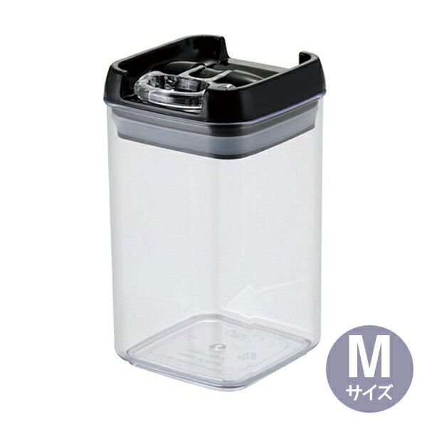 デル キャニスター M ブラック (24120) 保存容器 樹脂製 調味料入れ 簡易密閉 ストッカー 卓上 容器 透明 見せる収納