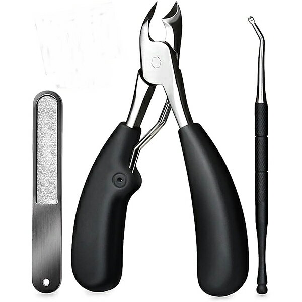 NEWニッパー爪切り3点セット (NT-103) 身だしなみ 爪切り ニッパー型 爪ヤスリ 軽い力で切れる ステンレス製 巻き爪 肥厚爪 特殊形状カーブ 手足両...