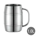 真空二重マキシマムジョッキ1.0L (NMJ-1000) 保冷 断熱 ジョッキ 18-8ステンレス 取っ手付き ビール ひんやり クール カップ パイレーツ 海賊 遊び心 おしゃれ ユニーク かっこいい 樽 ギフト 夏ギフト お中元 御中元