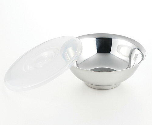 メタル丼 蓋付 ミラー磨き仕上げ(387098)金属製 どんぶり 器 中空二重構造 熱くならない 冷めにくい ス..