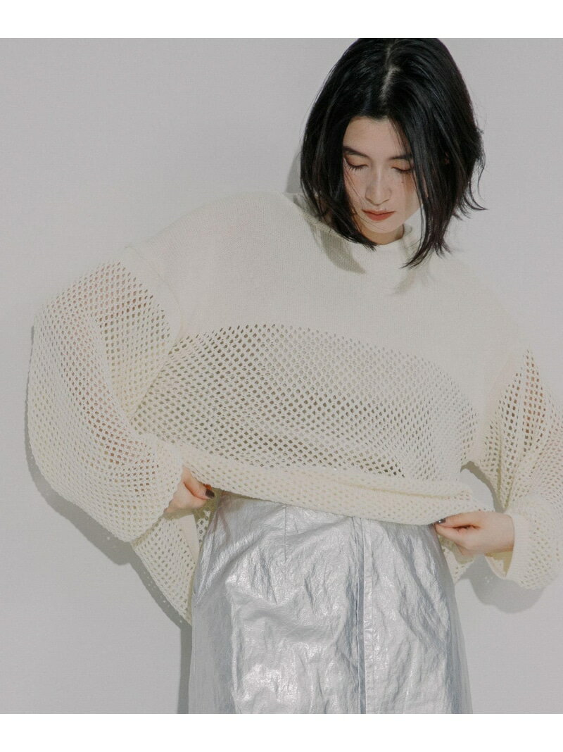 【SALE／50%OFF】mesh knit LAATO ラート トップス ニット ホワイト ネイビー【RBA_E】【送料無料】[Rakuten Fashion]