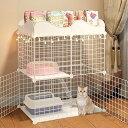73×75×39cm ペットケージ キャットケージ 2段 ステップ台 ジョイント式 組み立て 猫ケージ 猫 キャット 軽量 ケージ ペット ゲージ 小屋 ペット...